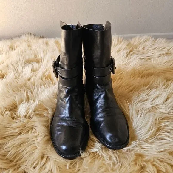Coach Jesika Black Genuine Leather Ankle Boots Size 7 - Picture 3 of 7